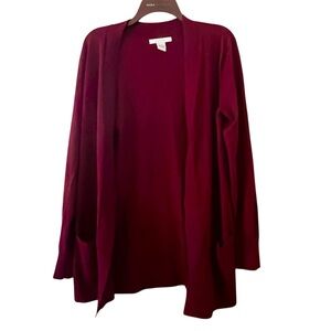 Grace Women’s Large Burgundy Open Front Light Weight Cardigan